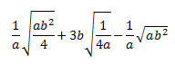 suma y resta de raíces cuadradas con fracciones en los radicandos y parámetros