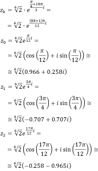 Proporcionamos la fórmula para calcular las n raíces enésimas de un número complejo z. Calculamos y representamos, a modo de ejemplo, las raíces quintas de z = i, las raíces cúbicas de z =1+i y las raíces cuartas de z = 1. Las n raíces enésimas son los vértices de un polígono regular de n lados. Números complejos o imaginarios. Bachillerato y Universidad. Matemáticas