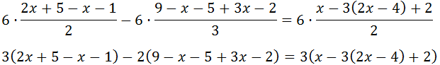solving linear equations step by step, with parenthesis, fractions, negative signs
