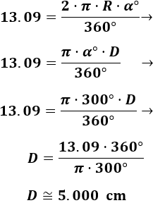 Fórmulas para calcular la longitud de arco de una circunferencia (en grados y en radianes) y problemas resueltos de aplicación. Secundaria, ESO y Bachillerato.