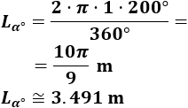 Fórmulas para calcular la longitud de arco de una circunferencia (en grados y en radianes) y problemas resueltos de aplicación. Secundaria, ESO y Bachillerato.