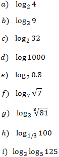 calcular els següents logaritmes amb bases distintes