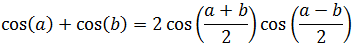 fórmula de la suma de cosenos escrita como producto