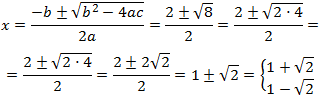 resolució d'equacions de segon grau completes