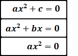 tipos de ecuaciones incompletas