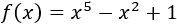 función del problema 1: f(x) = x^5 -x^2 +1 Explicamos el método o algoritmo de bisección, demostramos su convergencia, proporcionamos una cota para el error y resolvemos tres problemas (dos problemas de aplicación y otro más teórico). Métodos de aproxiación de raíces de funciones. Universidad. Matemáticas. Métodos numéricos.