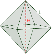 Definimos octaedro y demostramos las fórmulas de la altura, el área y el volumen de un octaedro regular. También, proporcionamos una calculadora online y algunos problemas resueltos de aplicación. Matemáticas. Geometría.