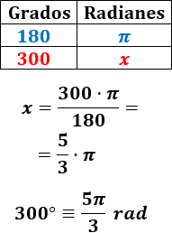 Calculadora online para pasar de grados a radianes y viceversa. Incluye explicación y problemas resueltos. Con ejemplos y representaciones. La calculadora muestra las operaciones. Secundaria, ESO, Bachillerato, Universidad. TIC. 