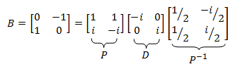 ejemplo de matriz diagonalizable en los complejos y no en los reales