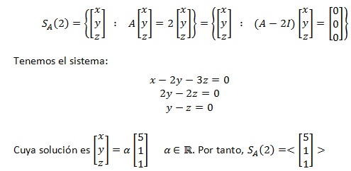 ejemplo de diagonalizacición de una matriz