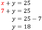 resolvemos x + y = 25 sabiendo que x = 7 y obtenemos y = 18 Problemas cuya resolución requiere el
planteamiento de un sistema de ecuaciones lineales de primer
primer grado con dos incógnitas y dos ecuaciones. Secundaria, ESO, Álgebra