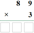 ejercicios interactivos: ejemplo de multiplicación de un número de dos cifras por un número de una cifra: 89 x 3 = ? Problemas interactivos con huecos para aprender a multiplicar. Multiplicaciones con varias cifras y con decimales. Recursos TIC. Primaria. Ejercicios en línea. Secundaria.