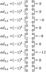 Método para calcular la matriz inversa a partir de la matriz adjunta (fórmula). Incluye ejemplos y 10 problemas resueltos del cálculo de la matriz adjunta y de la matriz inversa (dimensiones 2x2, 3x3 y 4x4). Álgebra matricial. Matrices. Bachiller, bachillerato, universidad. Matemáticas